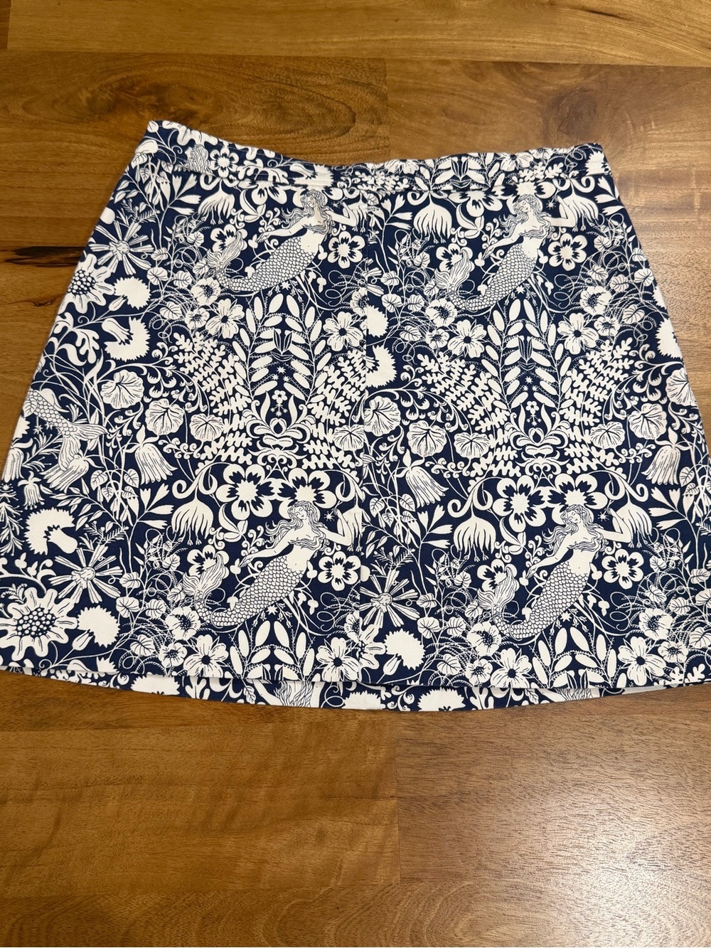 J. Crew Navy & White Mermaid Floral A-Line Mini Skirt Size 4 *EUC*